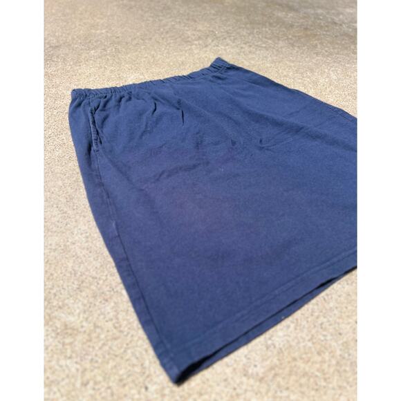 Vtg Basic Editions Skirt Women Size Small Navy Basic Cotton Mini Elastic Waist - Picture 2 of 4